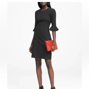 Banana Republic Ponte Flutter-Sleeve‎ Dress, BLACK SIZE 6
